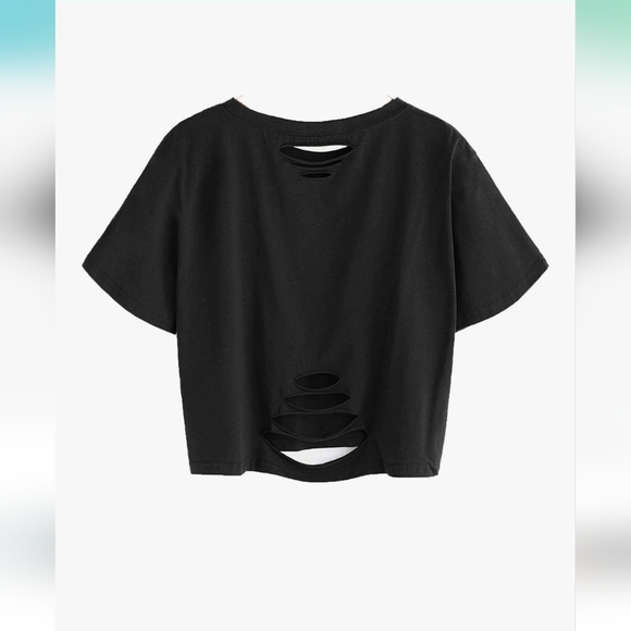 Distressed Ripped Crop Top - Picture 2 of 8